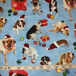 NEW Dogs Puppies in Santa Hats Christmas Gifts 100% Cotton Sold by Yard More Ava
